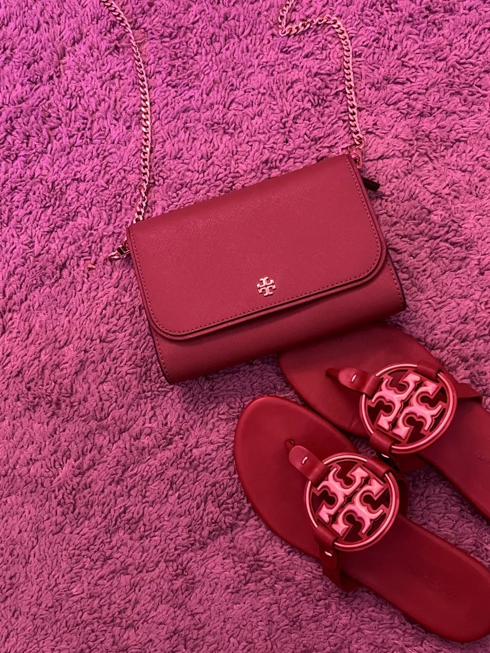Tory Burch brown Leather Chain Wallet Crossbody
